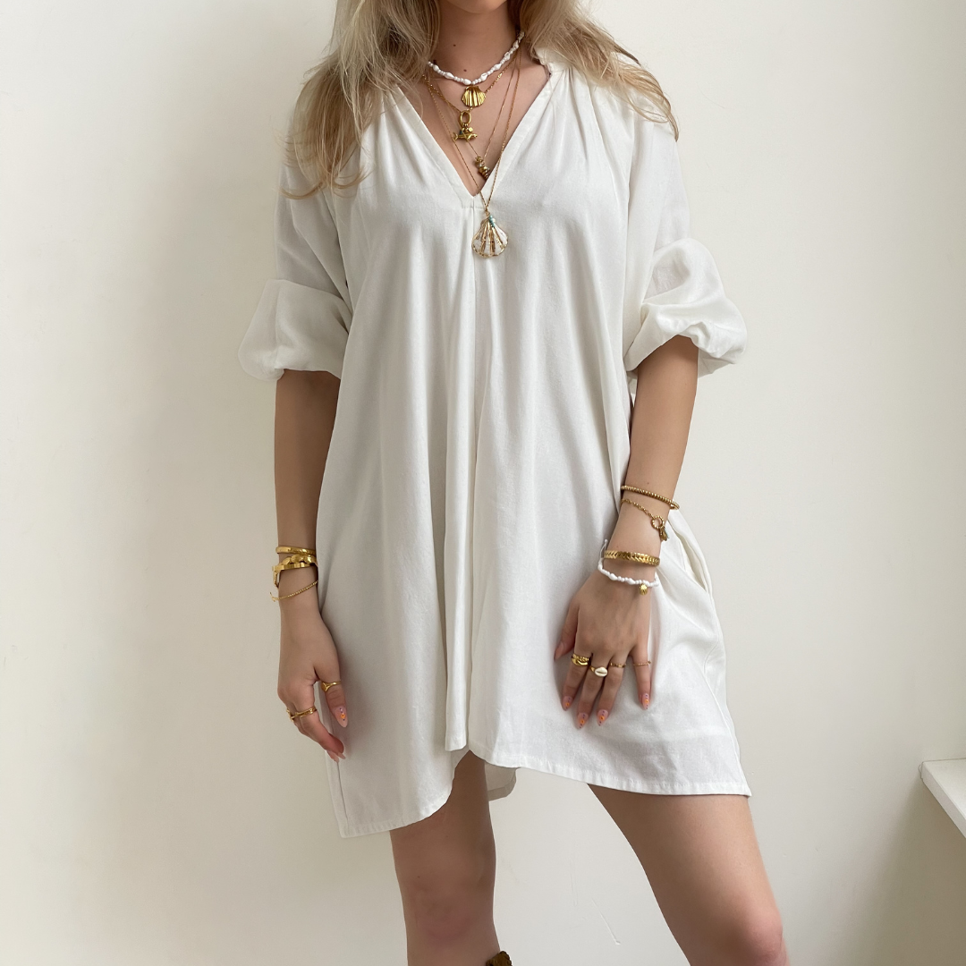 Clarke puff sleeve dress off white Clarke puff sleeve dress off white