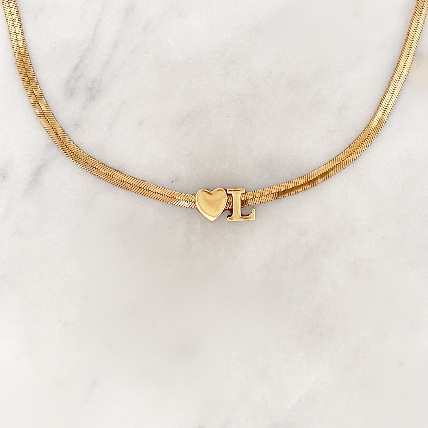 Flat Initial Choker Heart Flat Initial Choker Heart
