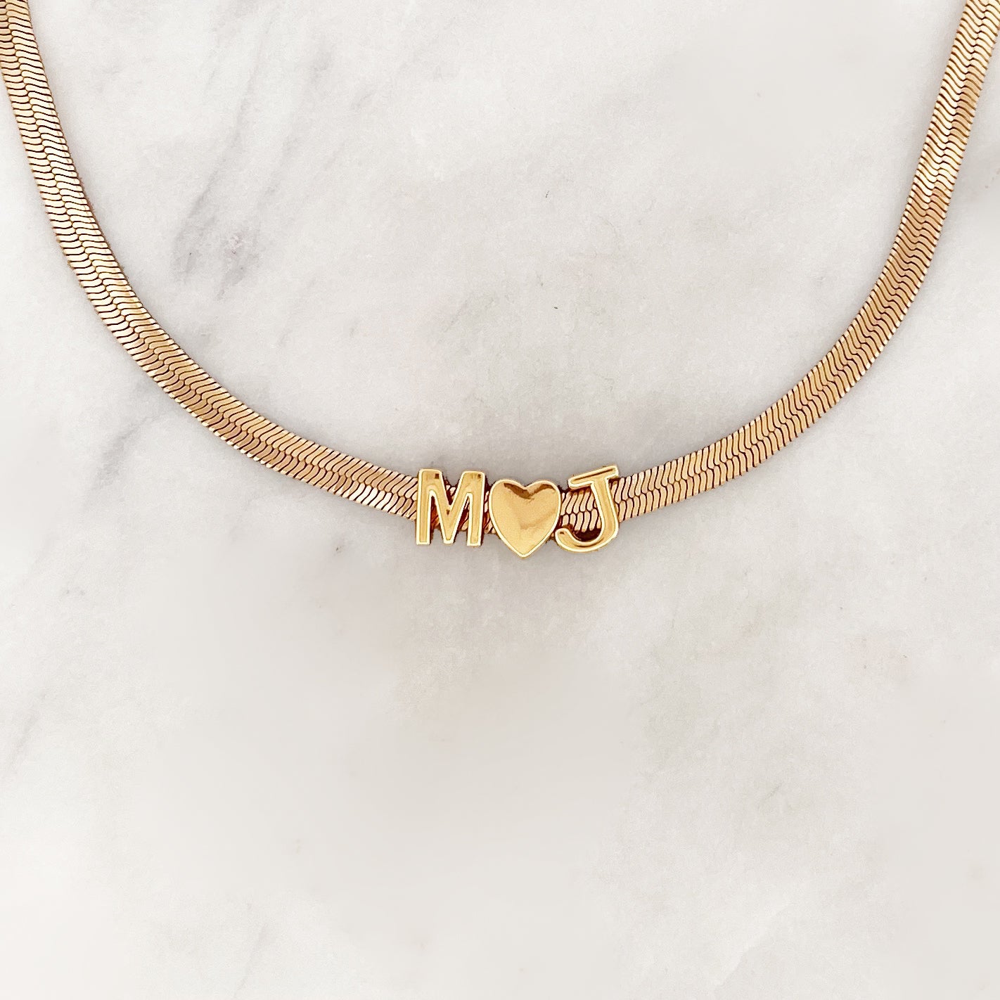 Platte Ketting Liefdes Initialen Platte Ketting Liefdes Initialen