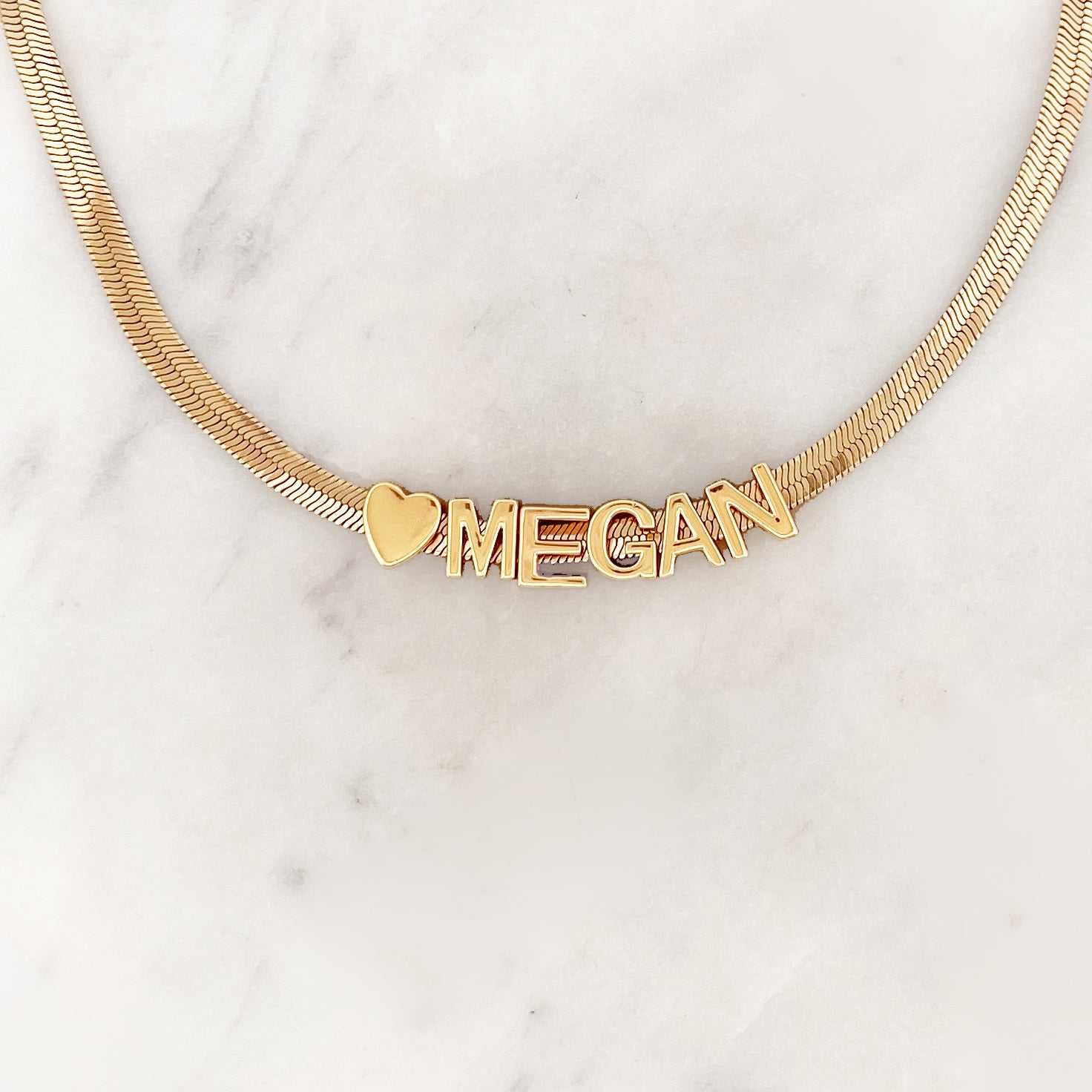 Flat Name Necklace Heart Flat Name Necklace Heart