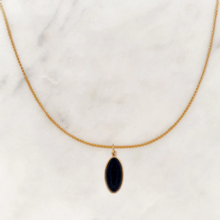 Necklace Oval Stone Blue Sandstone Necklace Oval Stone Blue Sandstone