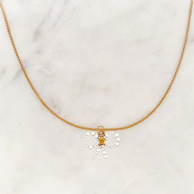 Necklace Pearl Bow Star Necklace Pearl Bow Star