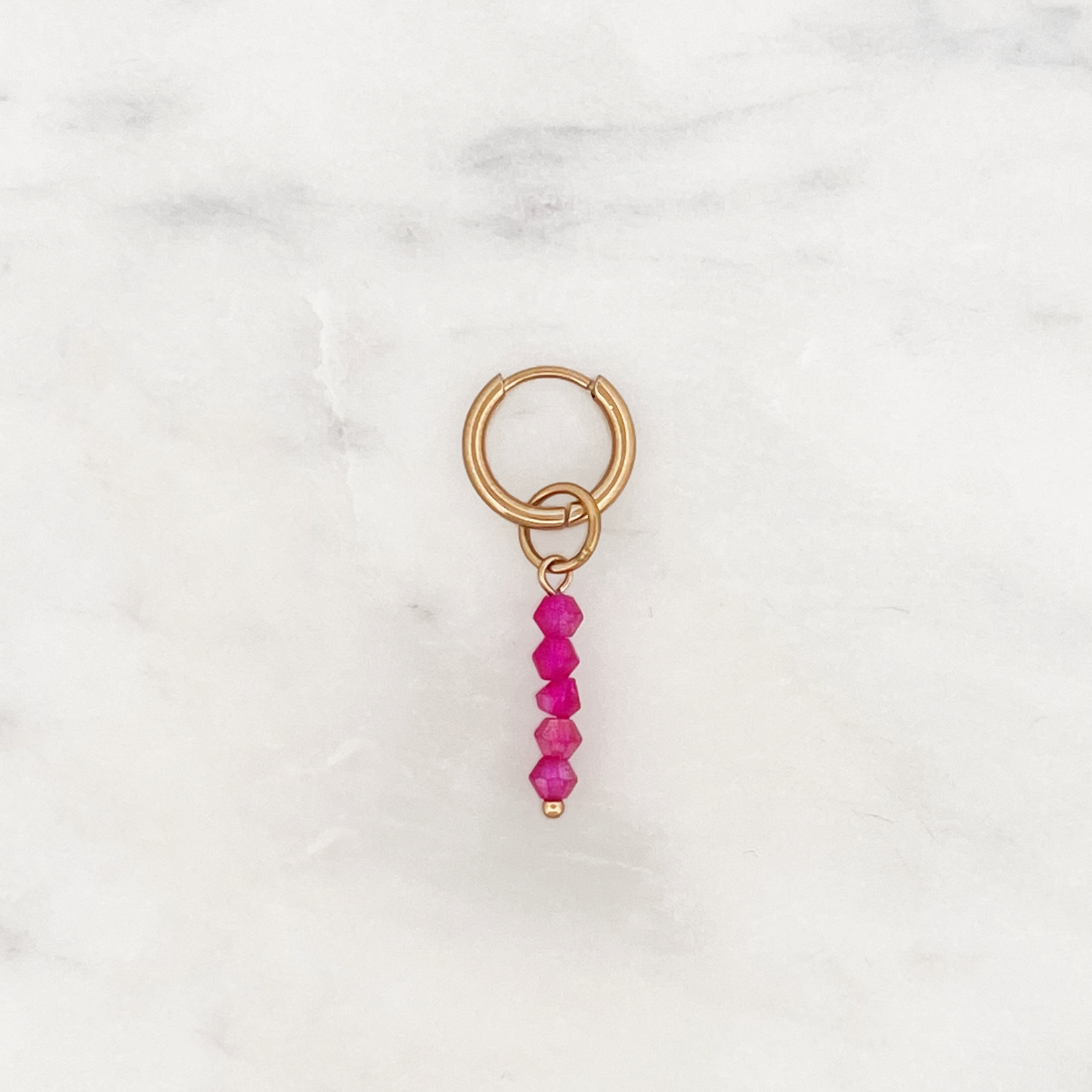 Tiny Huggie Pink Lemonade Beads Tiny Huggie Pink Lemonade Beads