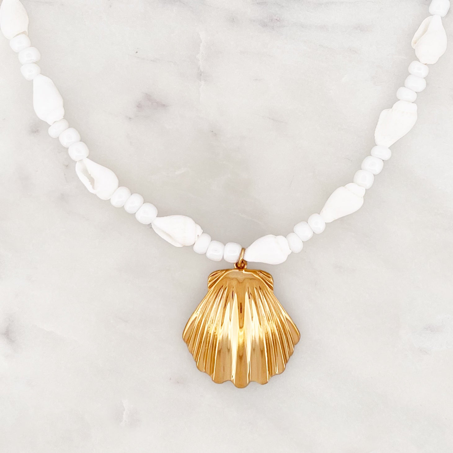 White Shell Necklace Scallop White Shell Necklace Scallop