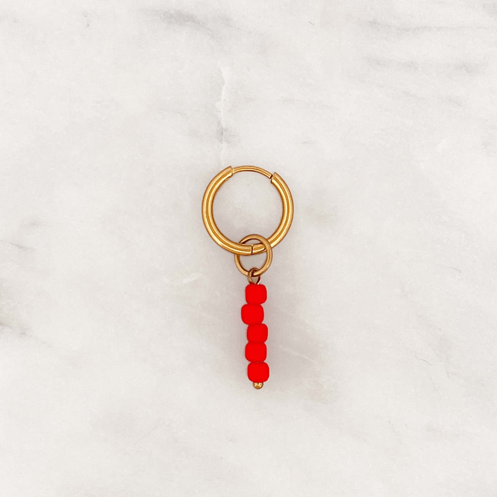 Fine Huggie Tango Red Beads - ByNouck Jewelry Fine Huggie Tango Red Beads - ByNouck Jewelry