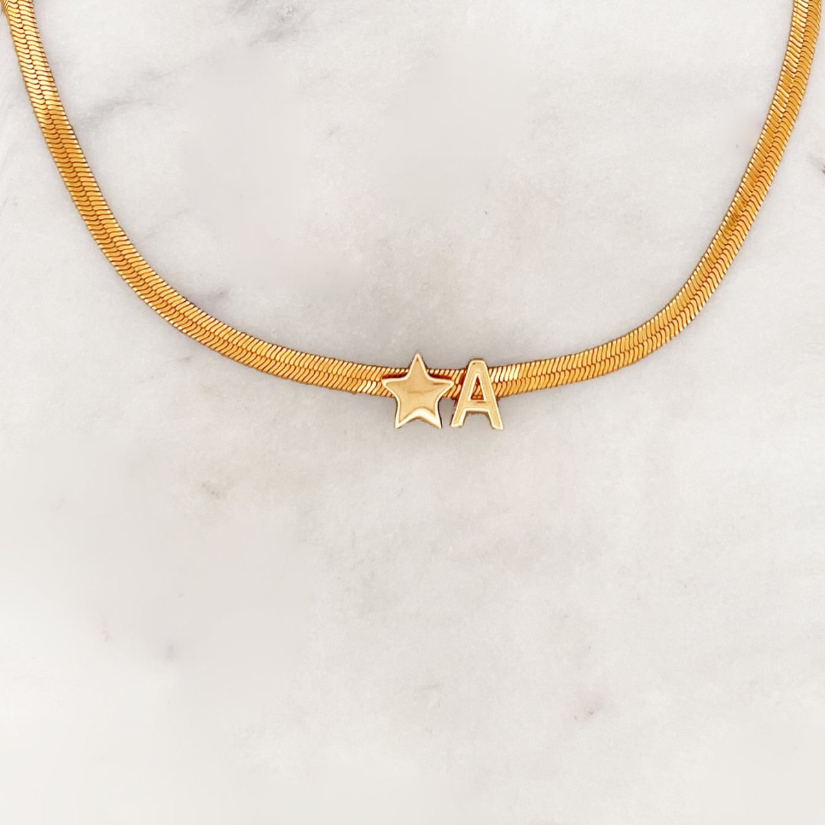 Flat Initial Choker Star - ByNouck Jewelry Flat Initial Choker Star - ByNouck Jewelry