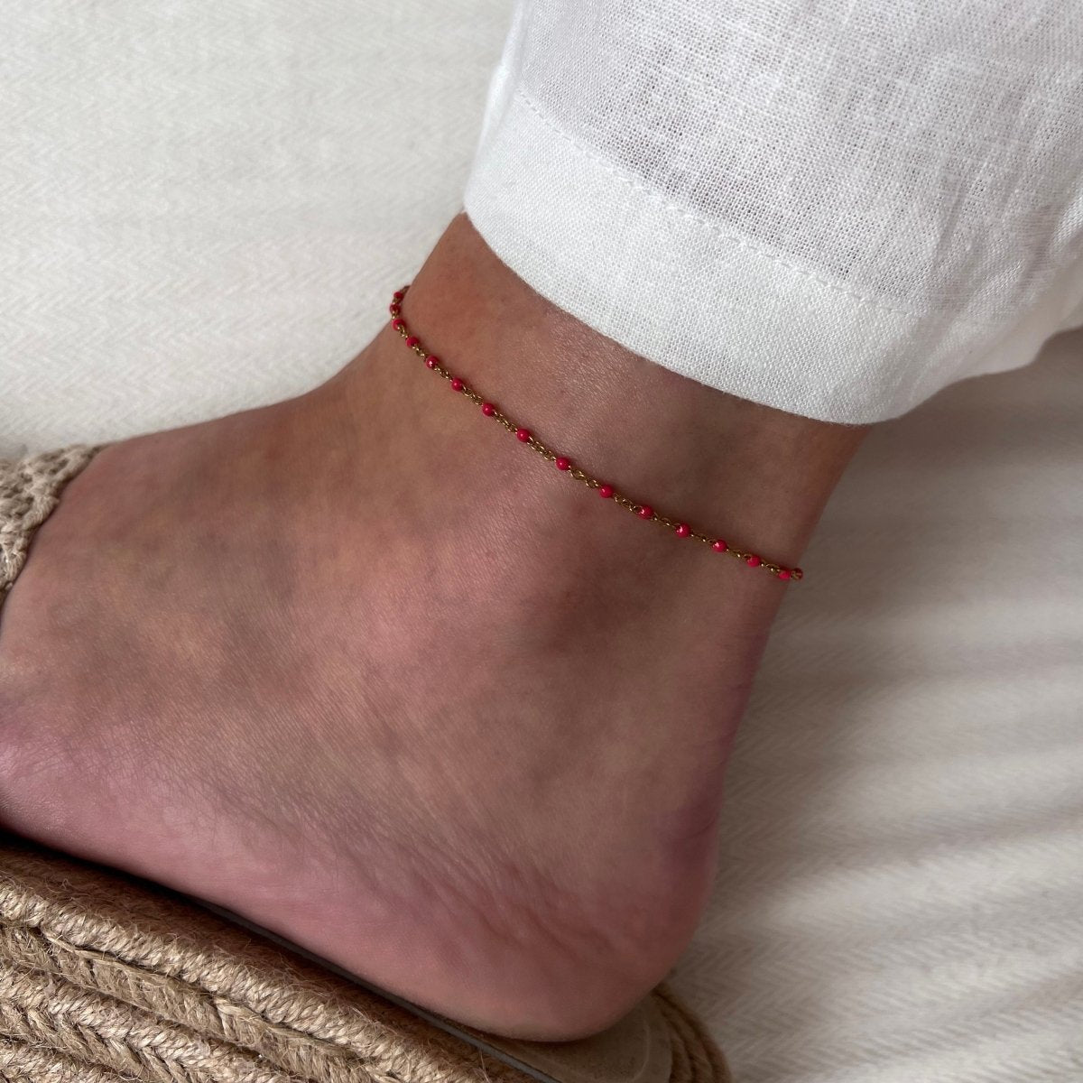 Hot Pink Dots Anklet - ByNouck Jewelry Hot Pink Dots Anklet - ByNouck Jewelry