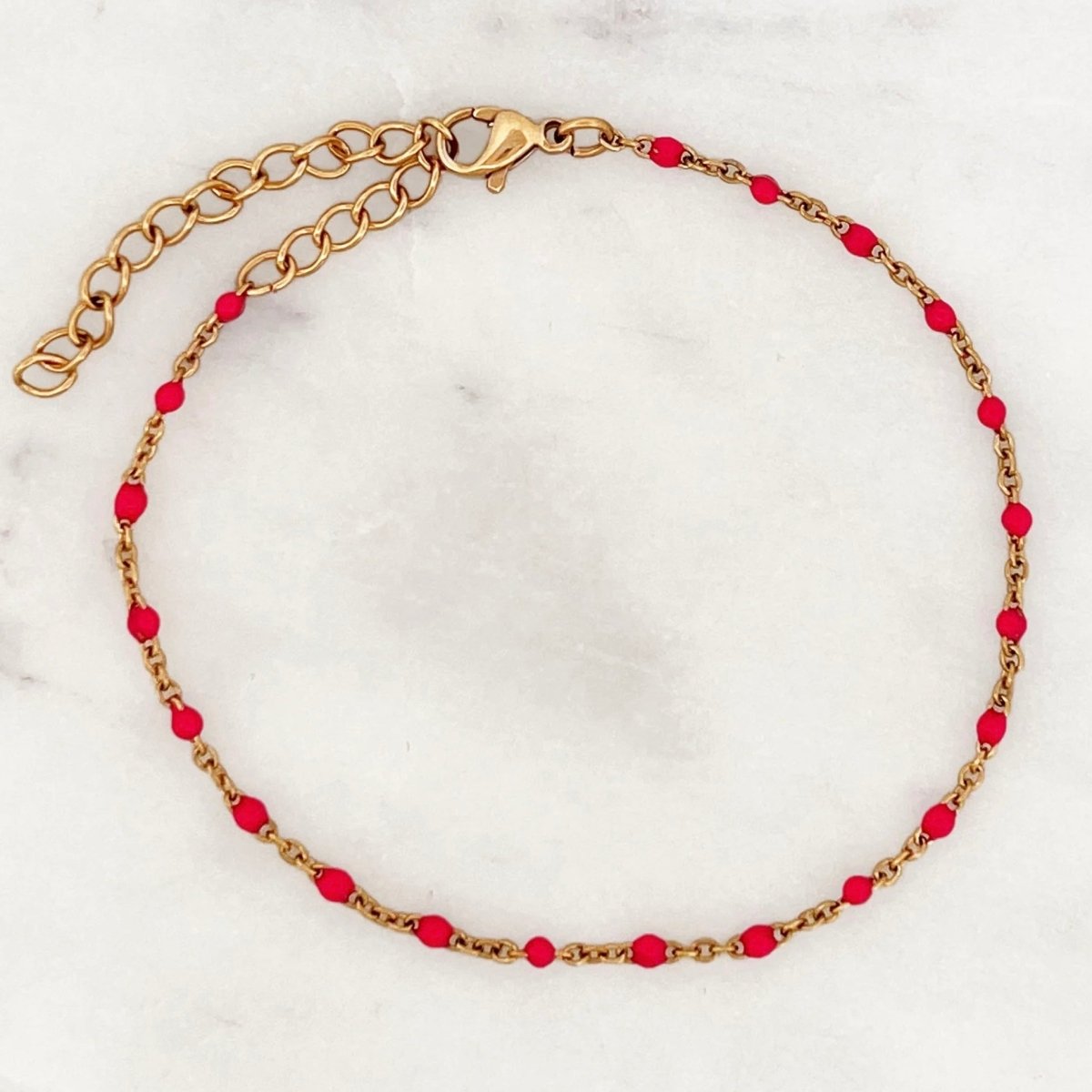 Hot Pink Dots Anklet - ByNouck Jewelry Hot Pink Dots Anklet - ByNouck Jewelry