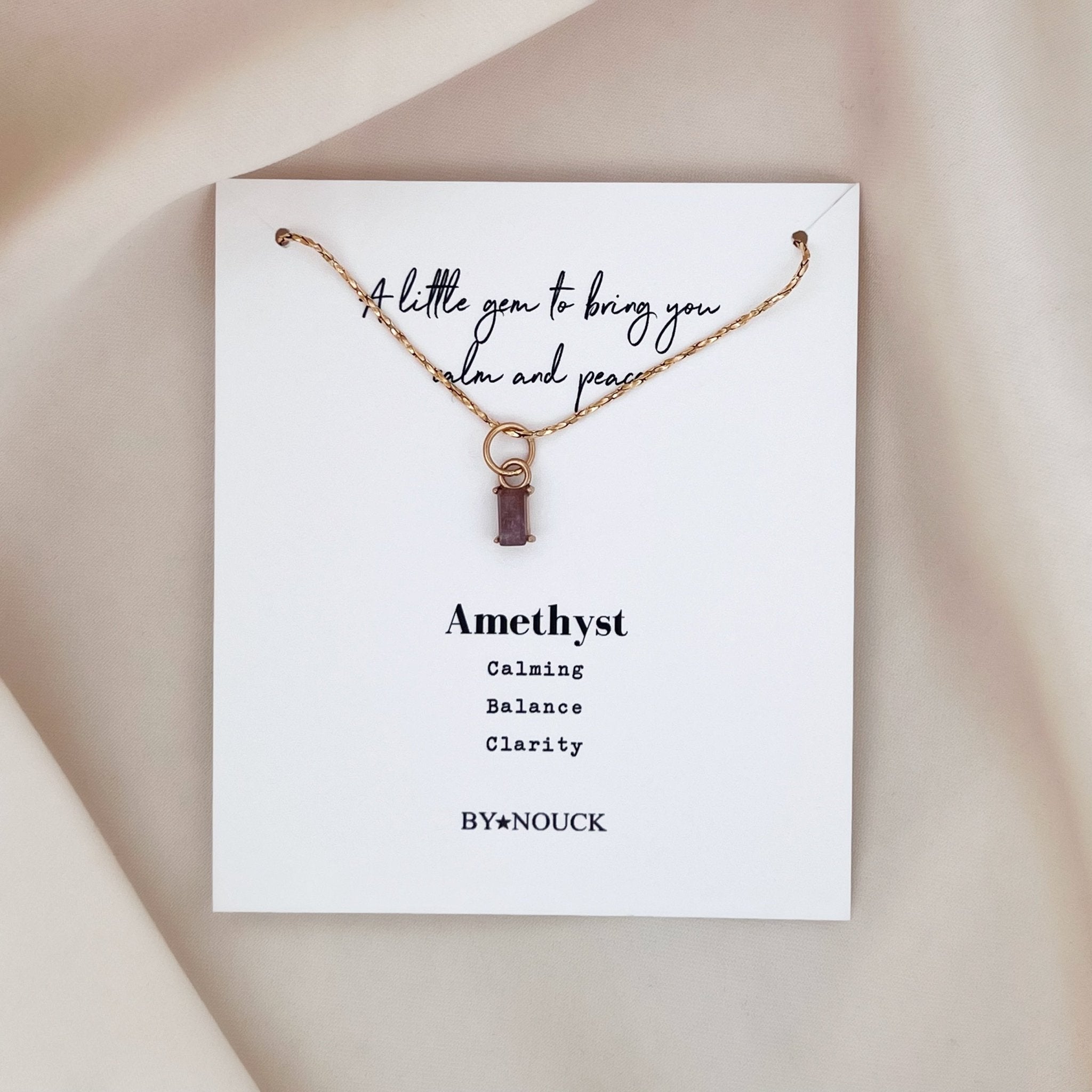 Necklace Amethyst Stone Baguette - ByNouck Jewelry Necklace Amethyst Stone Baguette - ByNouck Jewelry