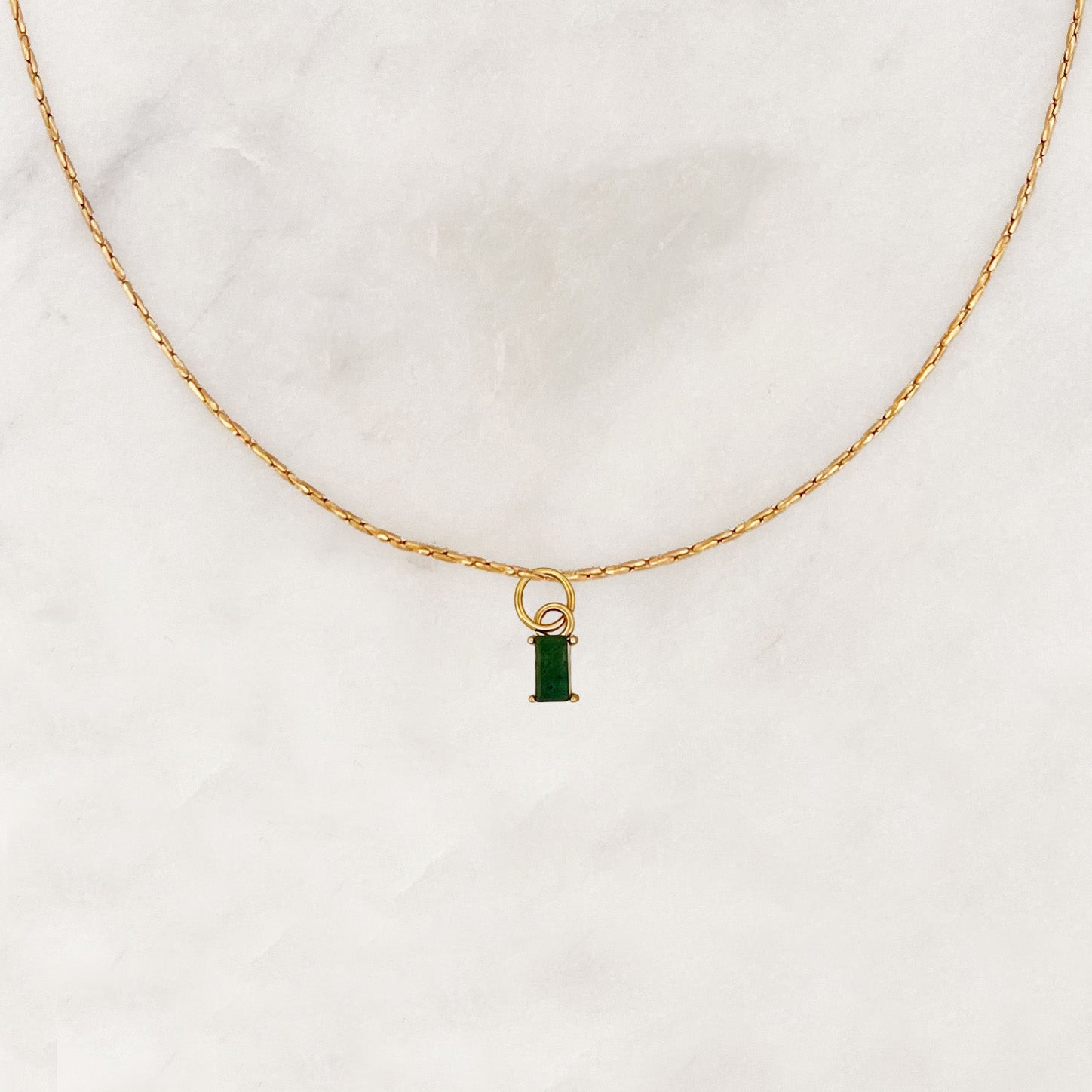 Necklace Green Quartz Baguette - ByNouck Jewelry Necklace Green Quartz Baguette - ByNouck Jewelry