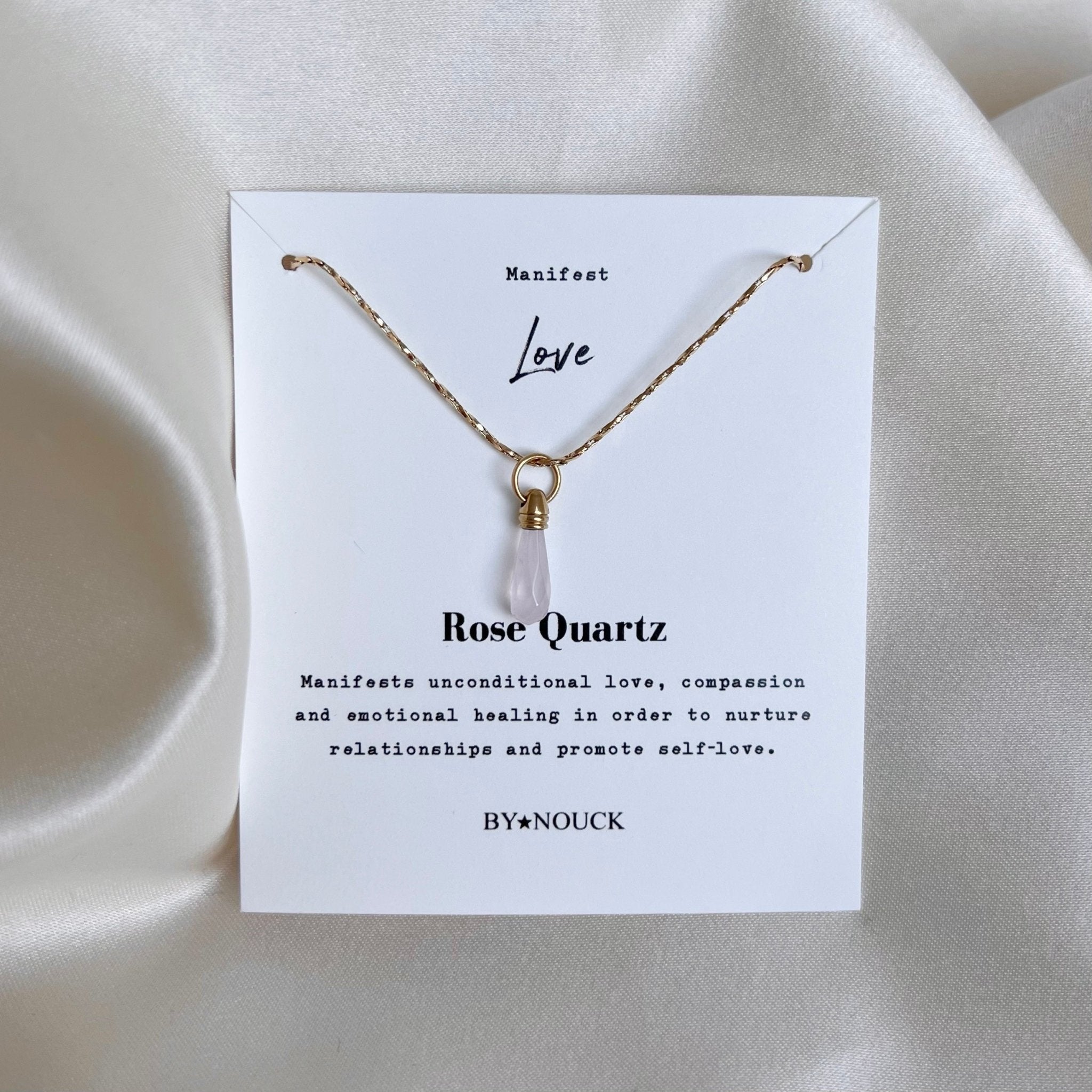 Necklace Manifest Stone Rose Quartz - ByNouck Jewelry Necklace Manifest Stone Rose Quartz - ByNouck Jewelry