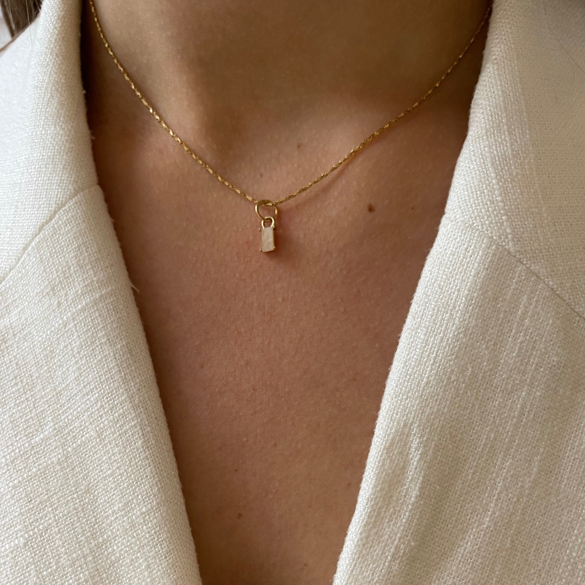 Necklace Moonstone Baguette - ByNouck Jewelry Necklace Moonstone Baguette - ByNouck Jewelry