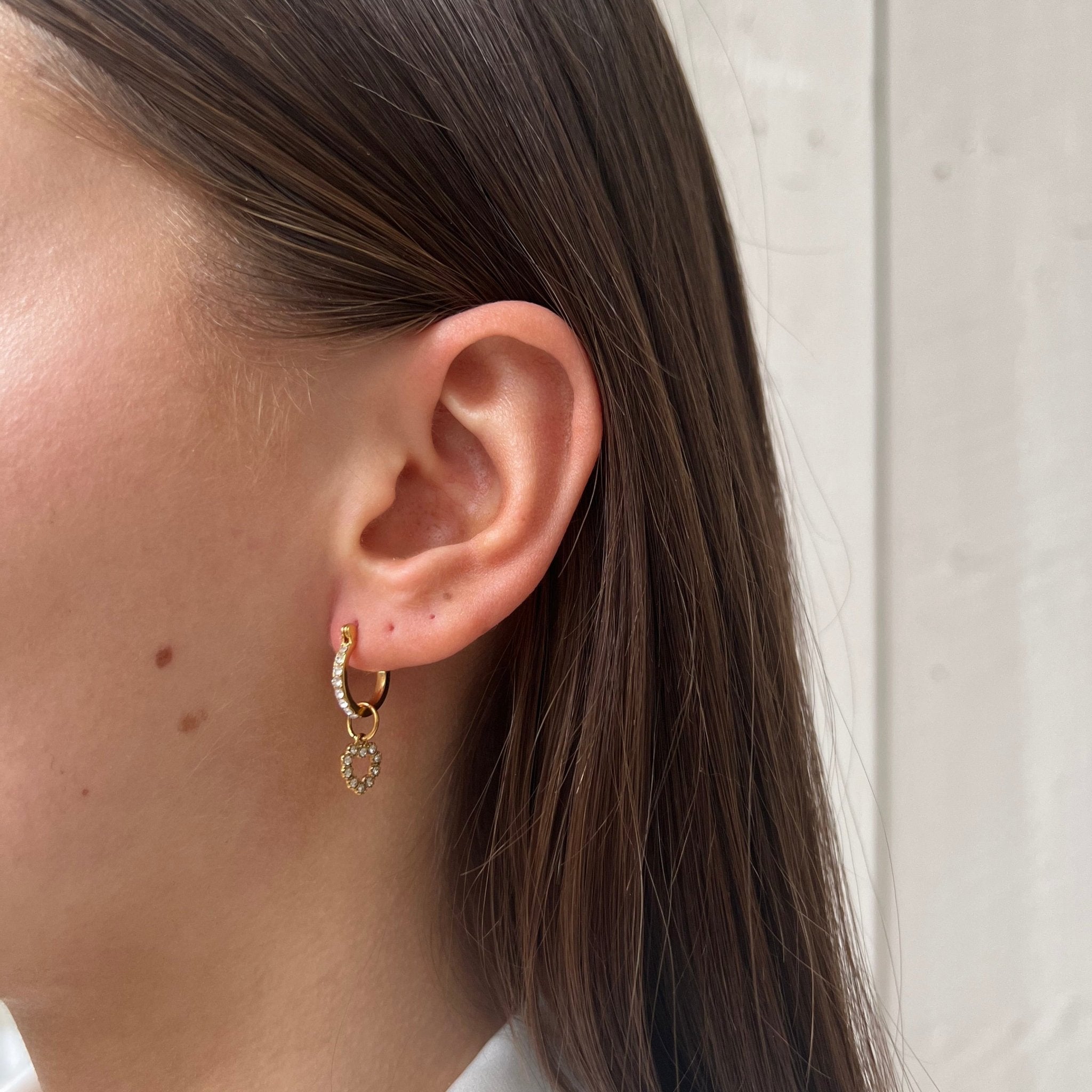 Rhinestones Hoop Small Bright Heart - ByNouck Jewelry Rhinestones Hoop Small Bright Heart - ByNouck Jewelry