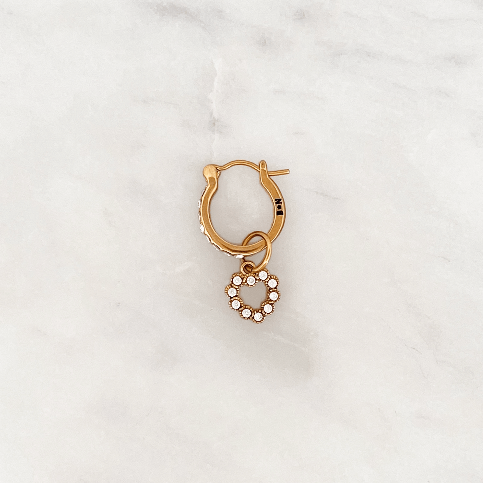 Rhinestones Hoop Small Bright Heart - ByNouck Jewelry Rhinestones Hoop Small Bright Heart - ByNouck Jewelry