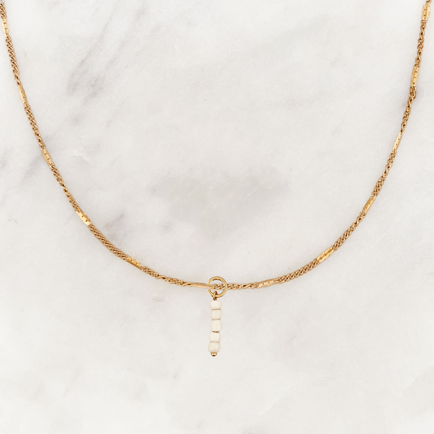 Signet Necklace Coconut Beads - ByNouck Jewelry Signet Necklace Coconut Beads - ByNouck Jewelry