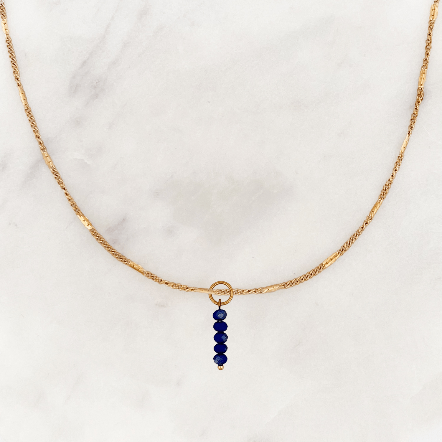 Signet Necklace Midnight Facet Beads - ByNouck Jewelry Signet Necklace Midnight Facet Beads - ByNouck Jewelry