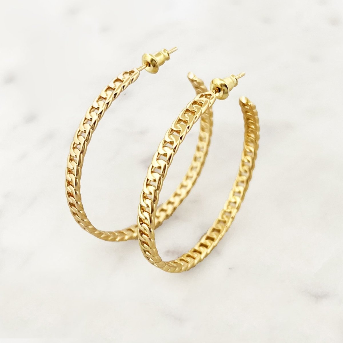 Flat Curb Hoop Set - ByNouck Jewelry Flat Curb Hoop Set - ByNouck Jewelry