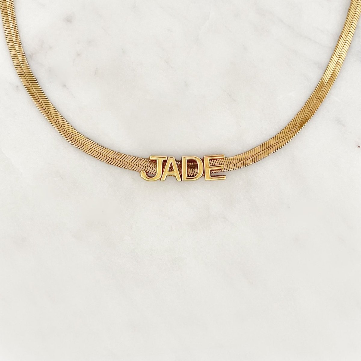 Flat Name Necklace - ByNouck Jewelry Flat Name Necklace - ByNouck Jewelry
