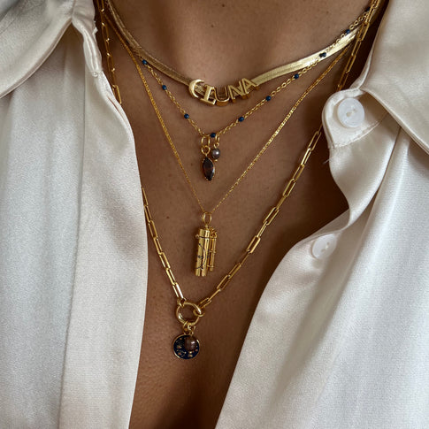 Flat Name Ketting Maan