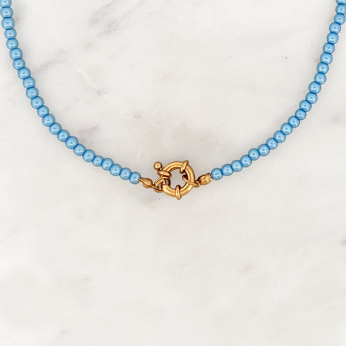 Choker Light Blue Pearls
