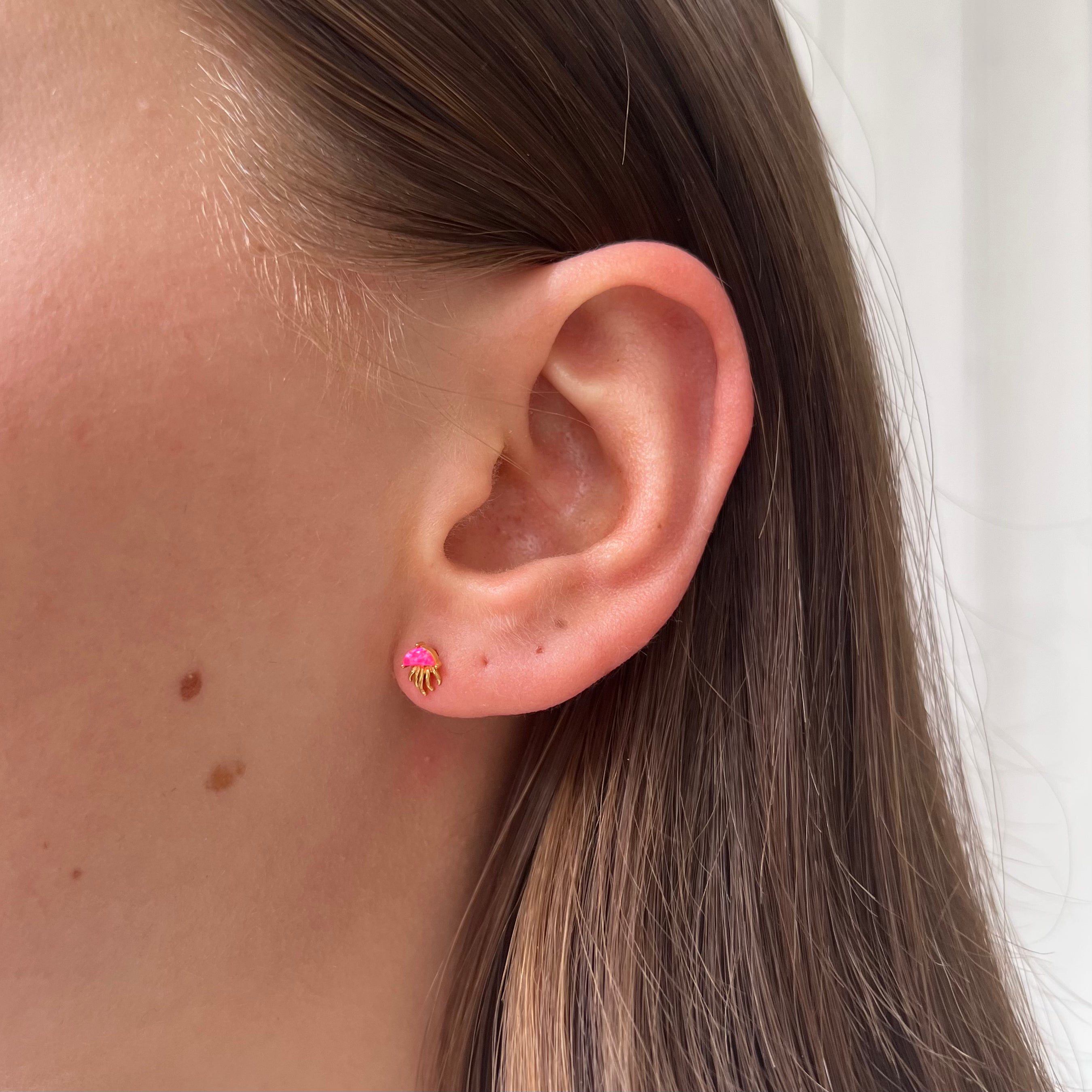 Earstud Pink Jellyfish