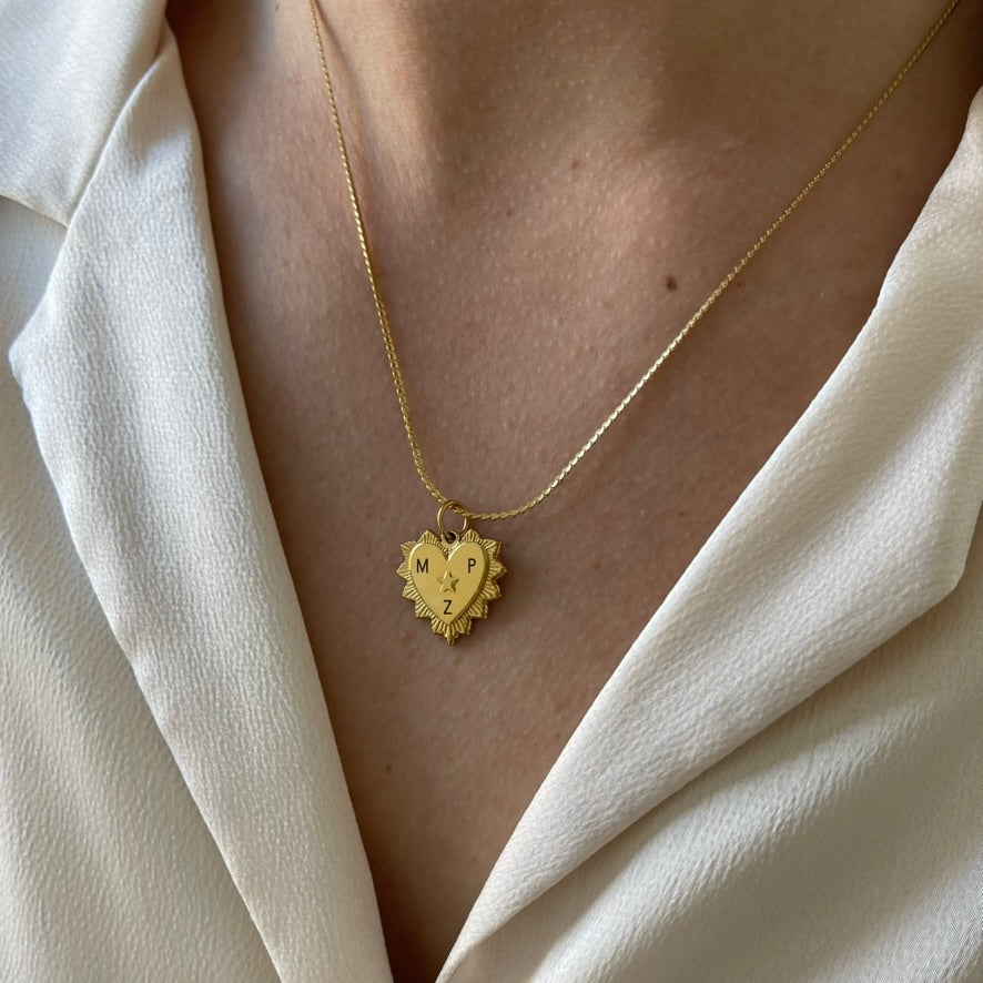 Gegraveerde Vintage Heart Ketting