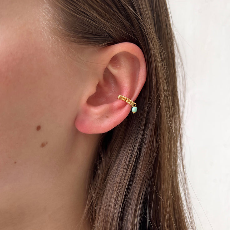 Earcuff Dot Zeegroene Kraal