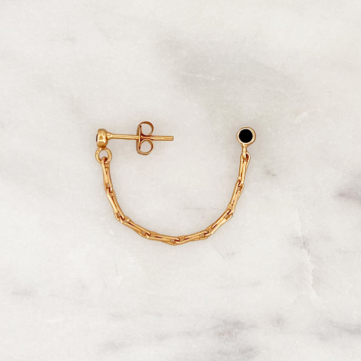 Onyx Earpin Fine Chain