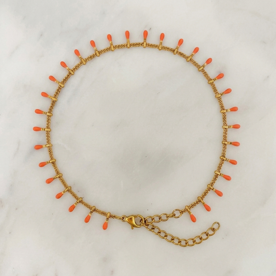 Orange tassels anklet