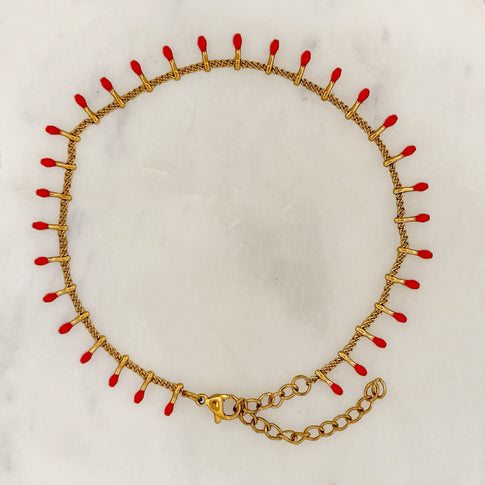 Red tassels anklet