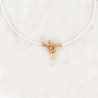 Shell Pearls Choker Tiny Initial