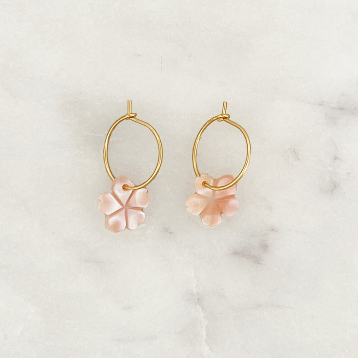 Sample Thin Earring Pink Flower Set