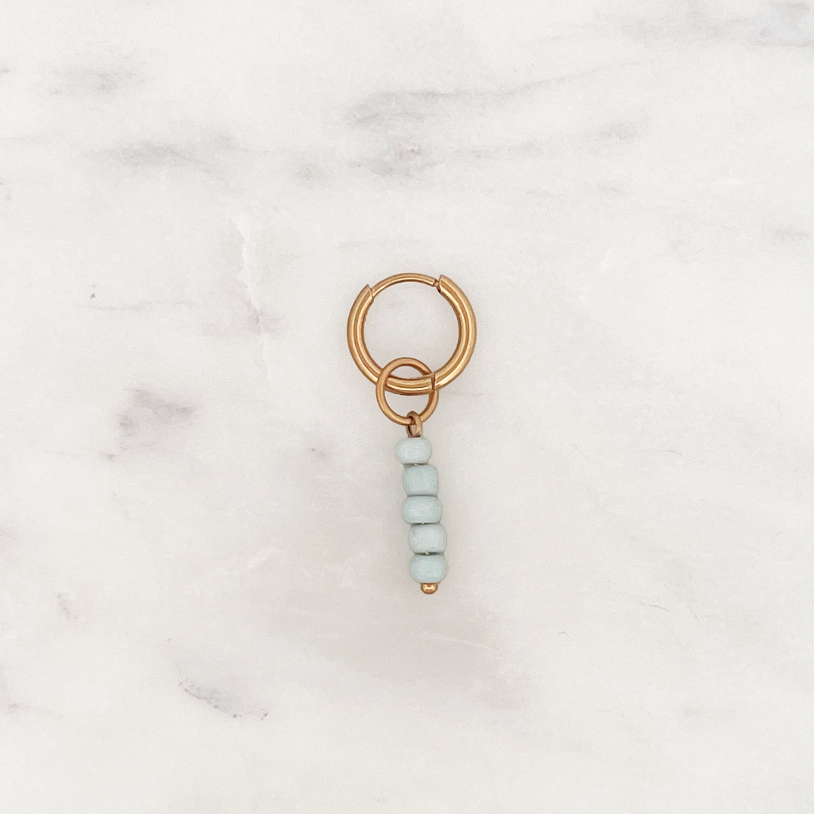 Tiny Huggie Pale Blue Beads