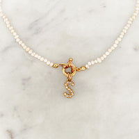 White Pearl Initial Choker