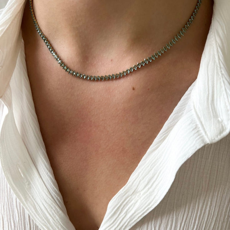 Aquamarine Oval Rhinestone Choker - ByNouck Jewelry
