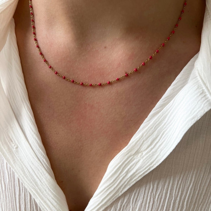 Base Hot Pink Dots Necklace - ByNouck Jewelry