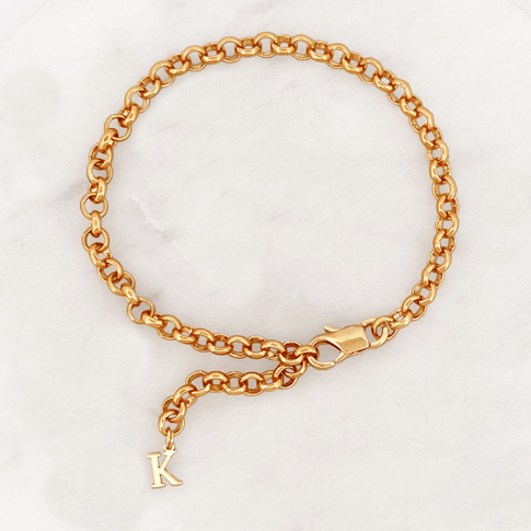 Bracelet Rolo Tiny Initial - ByNouck Jewelry