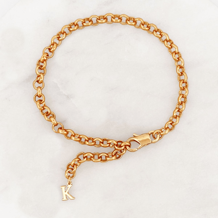 Bracelet Rolo Tiny Initial - ByNouck Jewelry