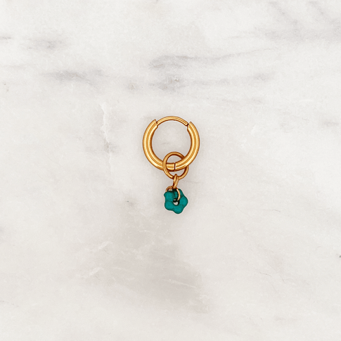 Classic Huggie Aqua Green Flower - ByNouck Jewelry