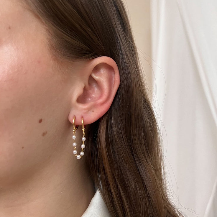 Double Earring Pearl Chain - ByNouck Jewelry