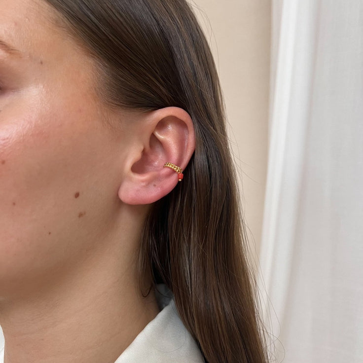 Ear Cuff Red Cube - ByNouck Jewelry