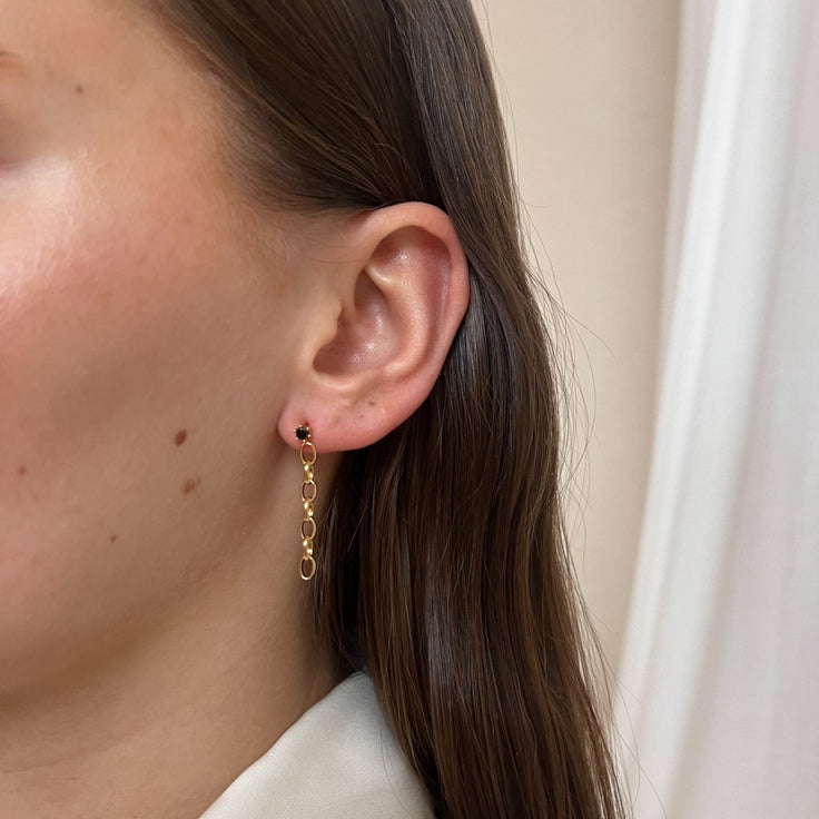 Earpin Onyx Oval Chain - ByNouck Jewelry
