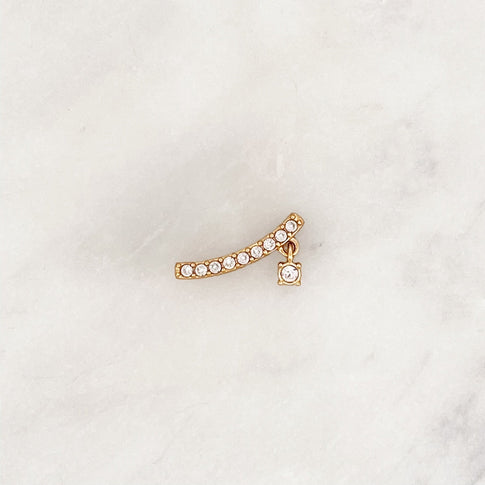 Earstud Long Strass Left - ByNouck Jewelry