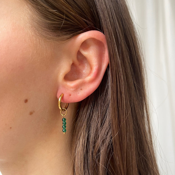 Fine Hoop Green Facet Beads - ByNouck Jewelry