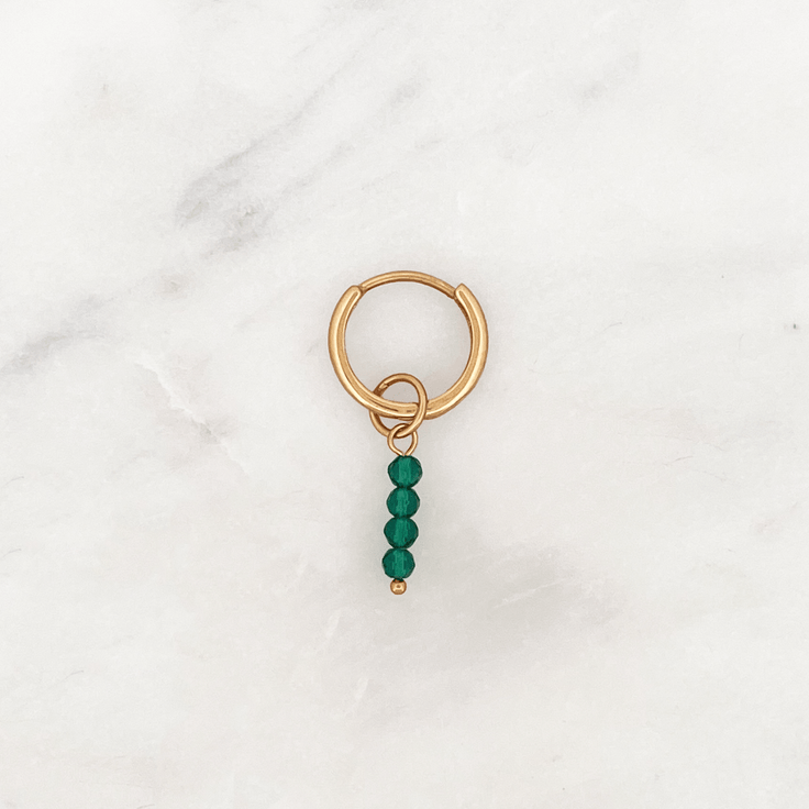 Fine Hoop Green Facet Beads - ByNouck Jewelry