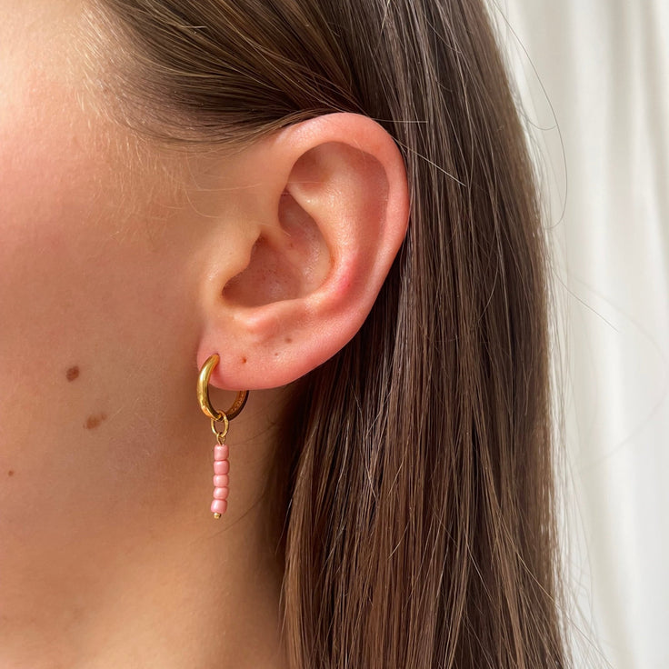 Fine Hoop Lovely Pink Beads - ByNouck Jewelry