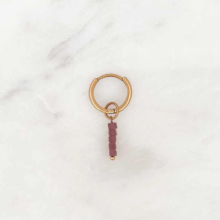 Fine Hoop Mauve Cubes - ByNouck Jewelry