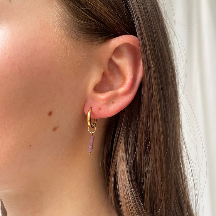 Fine Hoop Mauve Cubes - ByNouck Jewelry