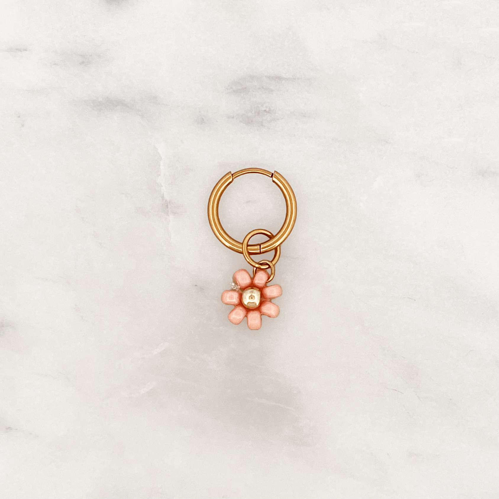 Fine Huggie Peach Beads Flower - ByNouck Jewelry