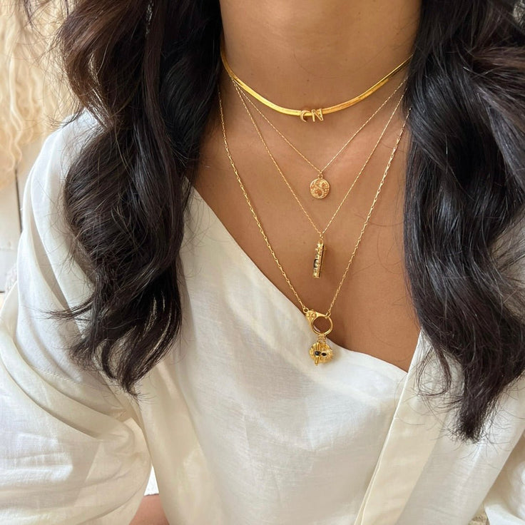 Flat Initial Choker Moon - ByNouck Jewelry